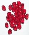 25 11x9mm Transparent Red Grooved Drop Beads